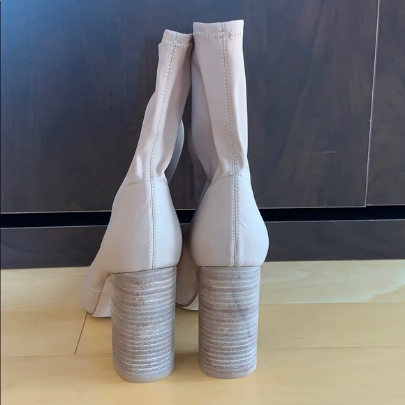 Beige sock boots with block heel - Picture 3 of 5